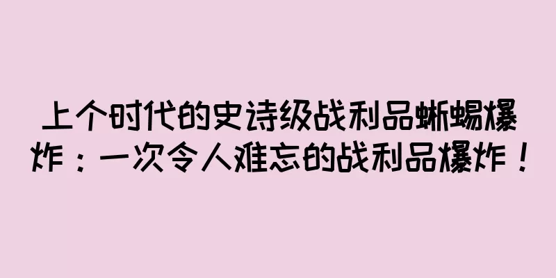 上个时代的史诗级战利品蜥蜴爆炸：一次令人难忘的战利品爆炸！